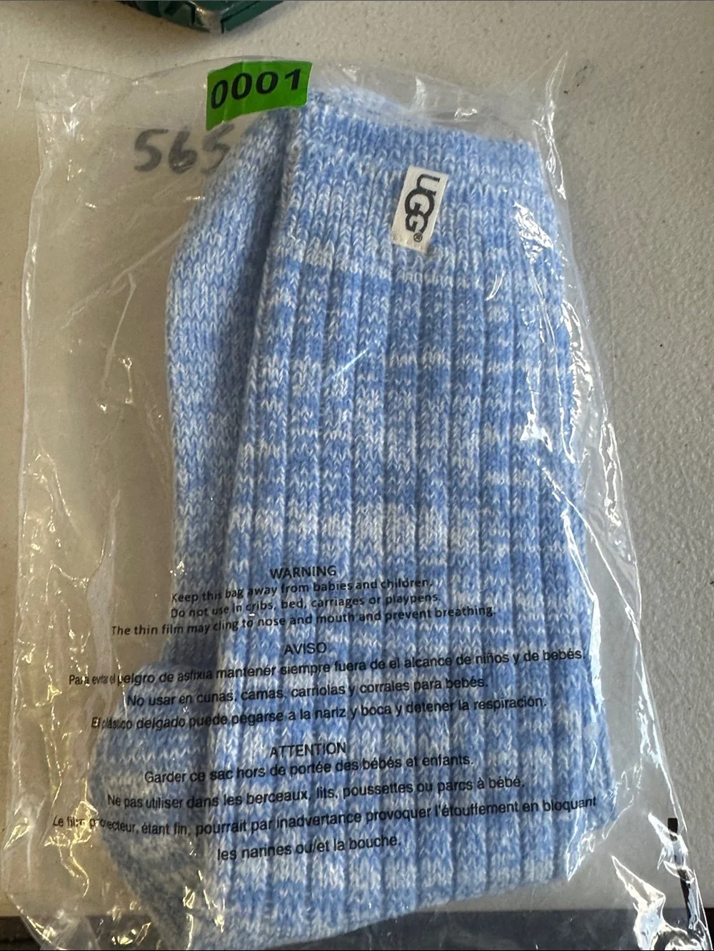 UGG Light Blue Marled Crew Socks - Men's Casual G001